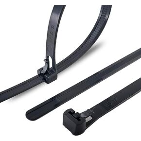 HS 6 Inch Releasable Cable Ties Adjustable Wire Tie Straps (100 Pack) 50 Pound Heavy Duty Wire Twist Ties Reusable Zip Ties Small for Pc,Cord,Black
