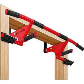 STOZM MultiEx Chin Up Bar – Doorway Chin Up Bar with Multiple Color Options, Push Up Capability, TPE-Protected Grip Positions, Smart Locking Mechanism and 450lbs Weight Capacity