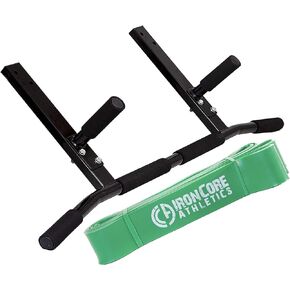 Joist Mount Pull Up Bar with Pull Up Assistance Bands - Commercial Gym Quality Pullup Bar with 41" Loop Exercise Pull-Up Assist Bands