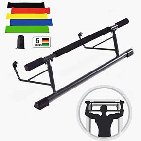 شريط سحب للمدخل - لا يوجد شريط للذقن فوق الباب وقبضة واسعة و5 أشرطة مقاومة مجانية للتمارين المنزلية واللياقة البدنية وصالة الألعاب الرياضية in Kuwait