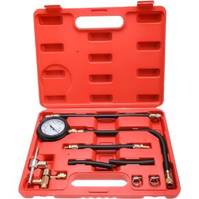 KUNTEC Fuel Injection Pump Pressure Tester Gauge Kit Universal Car Gasoline Fuel Oil Injector Diagnostic Test Set 0-100 PSI for Car Motorcycle Truck RV SUV & ATV