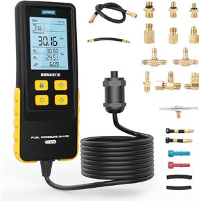 AUTOOL Fuel Pressure Gauge Digital Fuel Pressure Tester Kit, 0-426PSI, 0~29bar Fuel Injection Pressure Test Tools Set with Test Hoses & 11 Connectors, Backlit Display