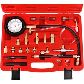 Fuel Injection Pump Pressure Tester Gauge Kit, Car Gasoline Gas Fuel Oil Injector Test Manometer Tool Set 0-140PSI, Universal for Auto Truck SUV Motorcycle ATV RV