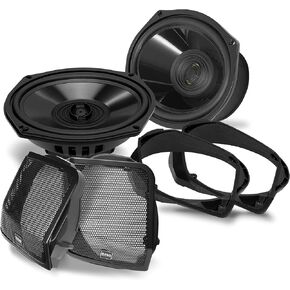 BOSS Audio Systems BHD98 مجموعة سماعات Harley Davidson مقاس 6 × 9 بوصة - تناسب دراجات نارية مختارة من طراز 1998-2013 Road Glide وStreet Glide، 300 واط من الطاقة لكل زوج، نطاق كامل، اتجاهين، تباع في أزواج