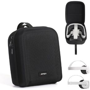 JSVER Carrying Case for Meta Quest 3/Quest 2 Headset VR Touch Controller Accessories Portable Hard Case for Meta Quest 2/3 Travel Home Protective Storage Bag (Not Compatible with Elite Strap)