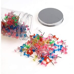 200 Pieces Standard Multi-Color Thumb Tacks Steel Sharp Point and Clear Plastic Head Push Pins for Bulletin Board, Fabric Marking, Crafts and Office Organization