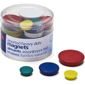 Officemate 92501 Assorted Heavy-Duty Magnets, Circles, Assorted Sizes & Colors, 30/Tub