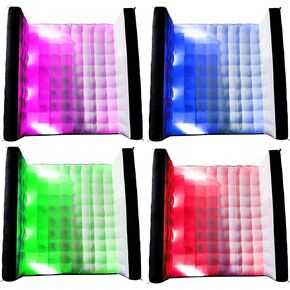 Portable Inflatable Photo Booth Wall (White,7.9 x 3.15 x 7.9ft,) Inflatable LED Photo Booth Wall with Air Blower, Photo Booth Backdrop for Wedding Event