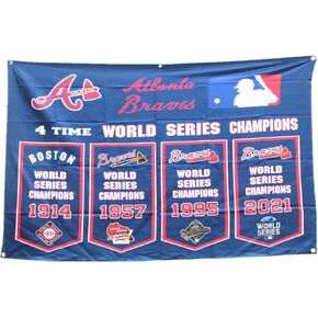 ATL 1914 1957 1995 2021 Braves 4 مرات، علم أبطال العالم، لافتة بطولة داخلية، 3 أقدام في 5 أقدام in Kuwait
