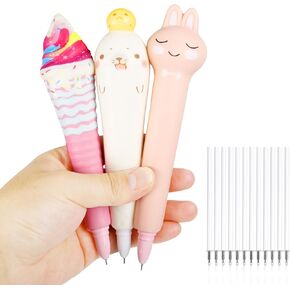 Kawaii Pens Squishies 10pk، جل حبر الحيوانات أقلام ممتعة للأطفال ثابتة، رائعة لتخفيف التوتر، أقلام لطيفة أقلام إسفنجية مجموعة أقلام إسفنجية للطلاب والأطفال مع 20 عبوة للأطفال والطلاب والمكاتب المدرسية
