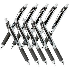 Pentel New EnerGel Deluxe RTX Retractable Liquid Gel Pen,Ultra Micro Point 0.3mm, Fine Line, Needle Tip, Black Ink Value set of 10