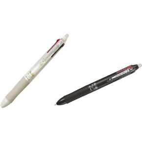 Pilot Frixion Ball 4, 4 Colors Gel Ink Multi Pen(Black, Red, Blue and Green), Black Body and White Body, LKFB-80EF-B/LKFB-80EF-W, 0.5mm