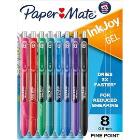 Paper Mate InkJoy Fine Point Assorted Gel Pens, Enjoy Smudge-Free Writing with Quick Dry Ink, 8 Pack
