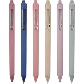 allydrew Retractable Black Ink Gel Pens, 0.5mm Fine Point, Stationery Supplies for Home and Office (Set of 6), Green
