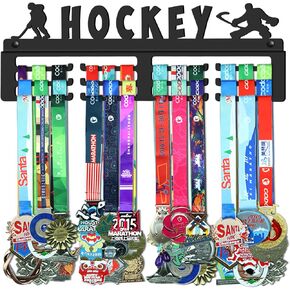 Medal Holder Display Hanger Rack for Hockey,Super Sturdy Black Steel Metal,Wall Mounted Over 50 Medals