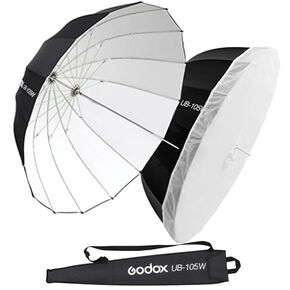 Godox UB-105W 41.3" / 105cm Parabolic Deep Reflective Umbrella White Inner Studio Soft Light Umbrella with Withe Diffuser Cover for Photography Video Studio Shooting