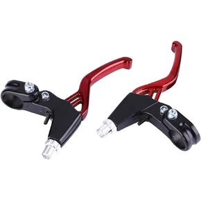 Jadeshay Bicycle Brake Lever, Aluminium Alloy V Brake Handlebar Bike Brake Handle Universal 2.2cm for Most Bicycle Road Bike Mountain Bike (1 Pair, Red)