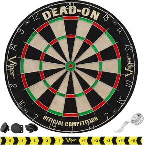 Viper Dead-On Tournament Bristle Steel Tip Dartboard Set with Staple-Free Bullseye, Metal Triangular Spider Wire for Reduced Bounce Outs and Increased Scoring; High-Grade Self-Healing Sisal Board
