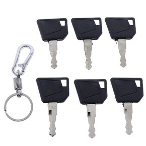 ZTUOAUMA 6X 14607 701/45501 Ignition Keys with Key Chain for JCB 3CX Bomag Dynapac Terex Vibromax NH Ford Moxy Wacker Neuson Hamm Volvo Mini Excavator Bomag Cat New Holland
