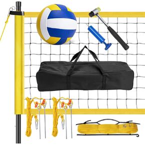 Volleyball Net for Backyard, Volleyball Net Outdoor, Volleyball Net Set with Poles, Portable Volleyball Set for Backyard with Professional Volleyball Net, Volleyball, Hammer, Boundary Line, Carry Bag