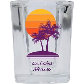 Los Cabos México Souvenir 2 Ounce Square Shot Glass Palm Design