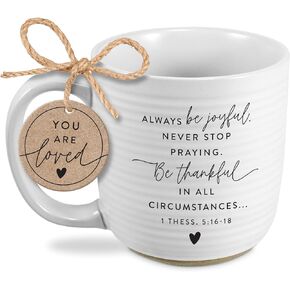 Lighthouse Christian Products Be Joyful Hold Onto Hope Rib Textured White 20 Ounce Ceramic Mug