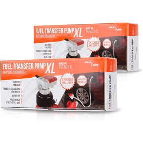 TERA PUMP (Two Pack) 2nd Gen AA Battery Powered Fuel Cell Transfer Pump XL Gas Pump, 51 inch Hose, fits most Racing Cans (VP FLO-FAST Summit Mr. Gasket LC LC2 Scribner Utility)