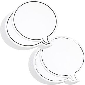 Juvale 48 Pack Dry Erase Speech Bubble Cutouts for Bulletin Boards, Classroom Teaching Supplies, Available in 2 Designs, Solid and Dotted Outline, Laminated Erasable (9 x 8 Inches)