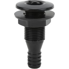 Thru Hull Fitting, 5/8in Plastic Marine Thru Hull Exhaust Fittings Boat Through Hull Connection Boat Drain Outlet Plug Hose Connector for Boats Marines(black)