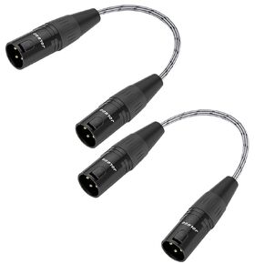 XLR to XLR Microphone Cable, 3-Pin Female to 3-Pin Male XLR Microphone Cable - Balanced and Shielded XLR Cable 2 Pack (1ft)