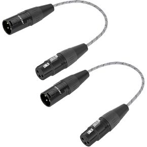محول XLR أنثى إلى أنثى - سلك ميكروفون 3 دبابيس، مقسم كابل توصيل XLR مقاس 6 بوصات، عبوتان (6 بوصات)