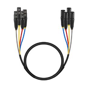 Phenyx Pro XLR Snake Cable, Color-Coded 4-Channel XLR Male to XLR Female Patch Cable w/OFC Copper, Balanced Microphone Cable for Mixers, IEM & Mic Systems (Length: 3ft)
