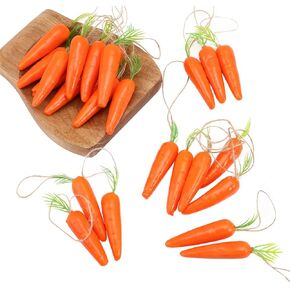 CHGCRAFT 24Pcs Easter Decor Carrots Lifelike Carrots with Jute Cord Realistic Fake Fruit for Floral Arrangements Easter Home Kitchen Display Decor, 4.2 Inch