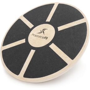 ProSource Wooden Balance Board Non-Slip Wobble Core Trainer 15.75in (39.5cm) Diameter with 360 Rotation for Stability Training, Full Body Exercises, Physical Therapy