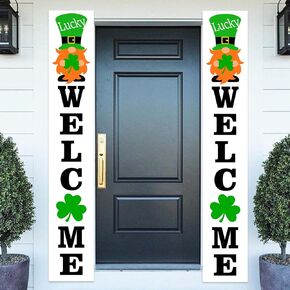 ديكورات يوم القديس باتريك، لافتة عيد القديس باتريك، خلفية ترحيب محظوظة، خلفية شامروك، ديكور لباب الشرفة، يوم القديس باتريك، زخرفة أيرلندية لمستلزمات حفلات الحديقة، دعامات كشك الصور في الفناء in Kuwait