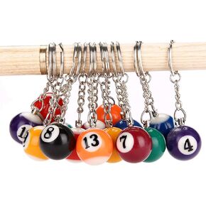 Teensery 4 Pcs Billiard Ball Keychain 25mm Diameter Ball Keyring Charm Personalized Gift for Boys Girls, Random Color