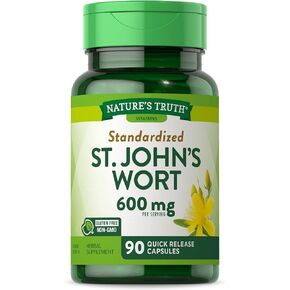 St Johns Wort Capsules | 600mg | 90 Count | Non-GMO & Gluten Free Supplement | by Nature's Truth