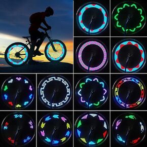 Bike Wheel Lights, LED Waterproof Bicycle Spoke Light, Bright Safety Tire Lights with Auto ON/OFF, 30pcs Changes Patterns Cool Tire Lights for Mountain Bike/Road Bikes/Hybrid Bike/Folding Bike