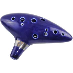 Happyyami 12 Hole Ocarina Ceramic Alto C Ocarina Flute Music Instrument Gift with Black Adjustable Lanyard