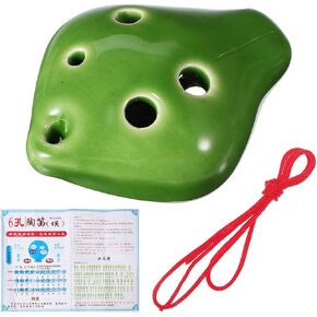 Milisten 6 Hole Ocarina, Alto C Key Ceramic Ocarina, Green Dolomite Ocarina Flute, Ocarina Musical Instrument with Neck Cord and Songs for Beginner Christmas Festival Gift