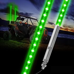 LED Whip Lights Flag Pole Light Safety Antenna Whips Lamp with Flag for ATV UTV Offroad Sand Dune Buggy RZR Truck Can 4X4 Side by Side (Green, 3 ft - Pack of 1)…