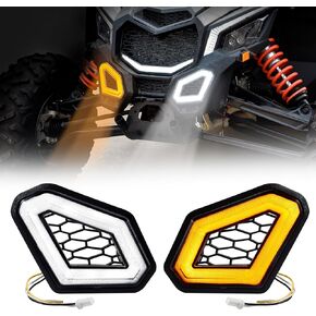 LED Front Fang Accent Lights for Maverick X3 17-24, LED Front Fascia Signature Accent Turn Signal Auxiliary Spot Light Grill Lamp for Can Am Maverick X3 MAX Turbo R RR 2017-2024 Accessories