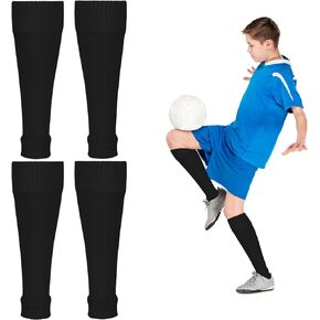 2 Pairs Kids Football Sock Sleeves, Team Leg Sock Sleeve Elastic Soccer Shin Guards Sleeves for Youth Kids Football Games Beginner shin pad Sleeves