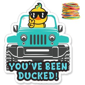 You've Been Ducked, Cute Duck Tags, Ducking Game Card, 35 Pack Ducked Tags 2.8 x 2.4", with Round Hole and Rubber Bands, Cool Duck Design and SUV Car