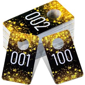 Jetec Live Plastic Number Tags, 1.5 x 2.5 Inch Reusable Normal and Reversed Mirrored Image Number Tags, Gold Consecutive Live Number Tag for Clothes Live, Hanger Cards (Gold,100)