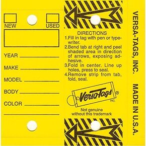 Self Laminating Self Protecting Versa Tags Key Tags with Rings (250 per Box) (Yellow)