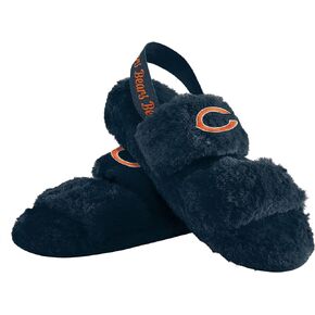 FOCO Womens NCAA College Team Color Heel Strap Wordmark Fuzzy Slide Slippers