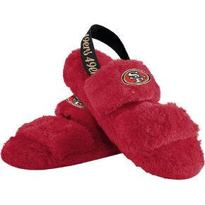 FOCO Womens NCAA College Team Color Heel Strap Wordmark Fuzzy Slide Slippers in Kuwait