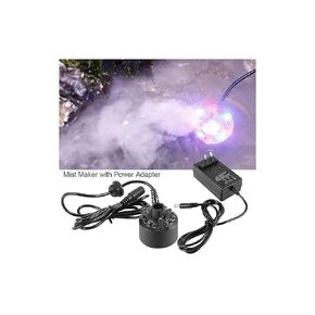Colorful Mist Maker,12 LED Fogger Water Fountain Pond Atomizer Humidifier,Rockery Fish Vase Birthday Hallows Fogger Atomizer Decoration with Power Adapter(B)