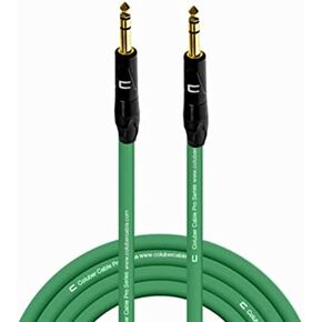 TRS Cable 1/4 Stereo Audio Cable - 0.5 Feet Black - 1/4 to 1/4 Audio Cable 6.3mm Balanced Male to Male Connector for Powered Speakers, Audio Interface or Mixer for Live Performance & Recording